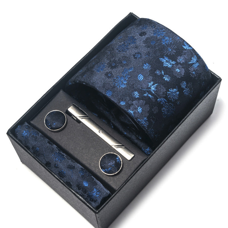 Men's Jacquard Woven Formal Tie Set – Rayon Arrow Necktie with Handkerchief, Tie Clip & Cufflinks | Canada & USA