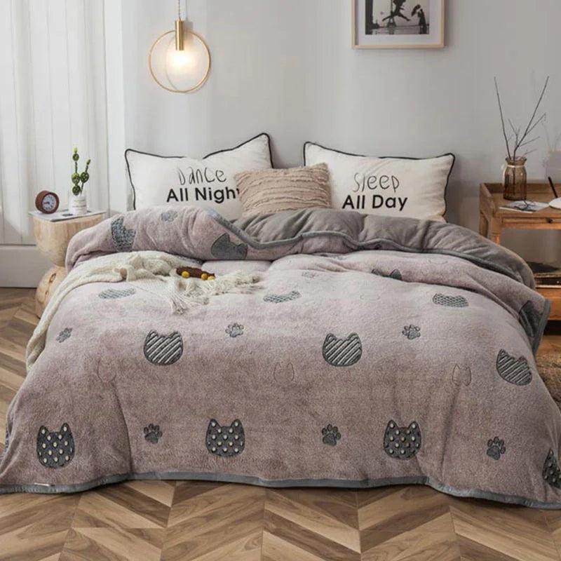 Plush Thick Snowflake Duvet Cover Single Piece Flannel