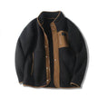 Fleece-lined Thickened Stand Collar Pocket Winter Jacket for men