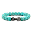Turquoise Energy Gun Black Electroplated Alloy Beaded Bracelet