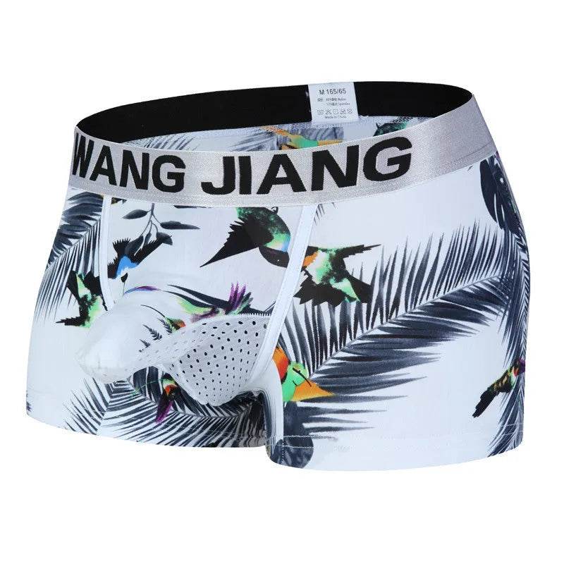 Silk Breathable Mesh Floral Ball sack Brief Boxers with Pouch Underwear