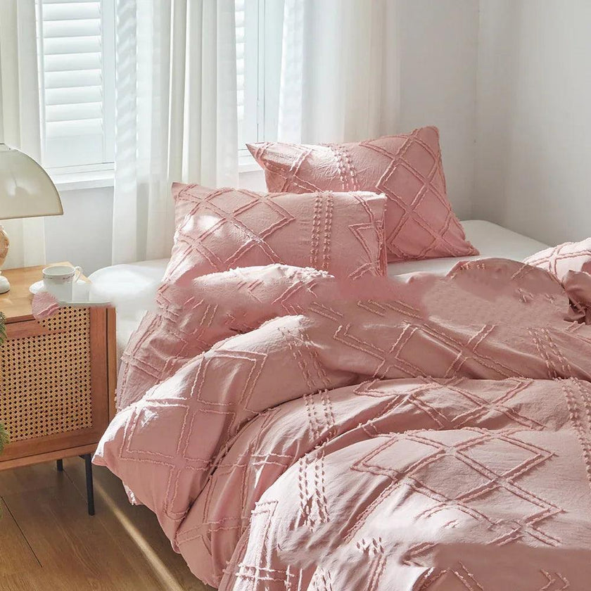 Cut Flower Geometric  Simple Pure Color Duvet Cover Pillowcase
