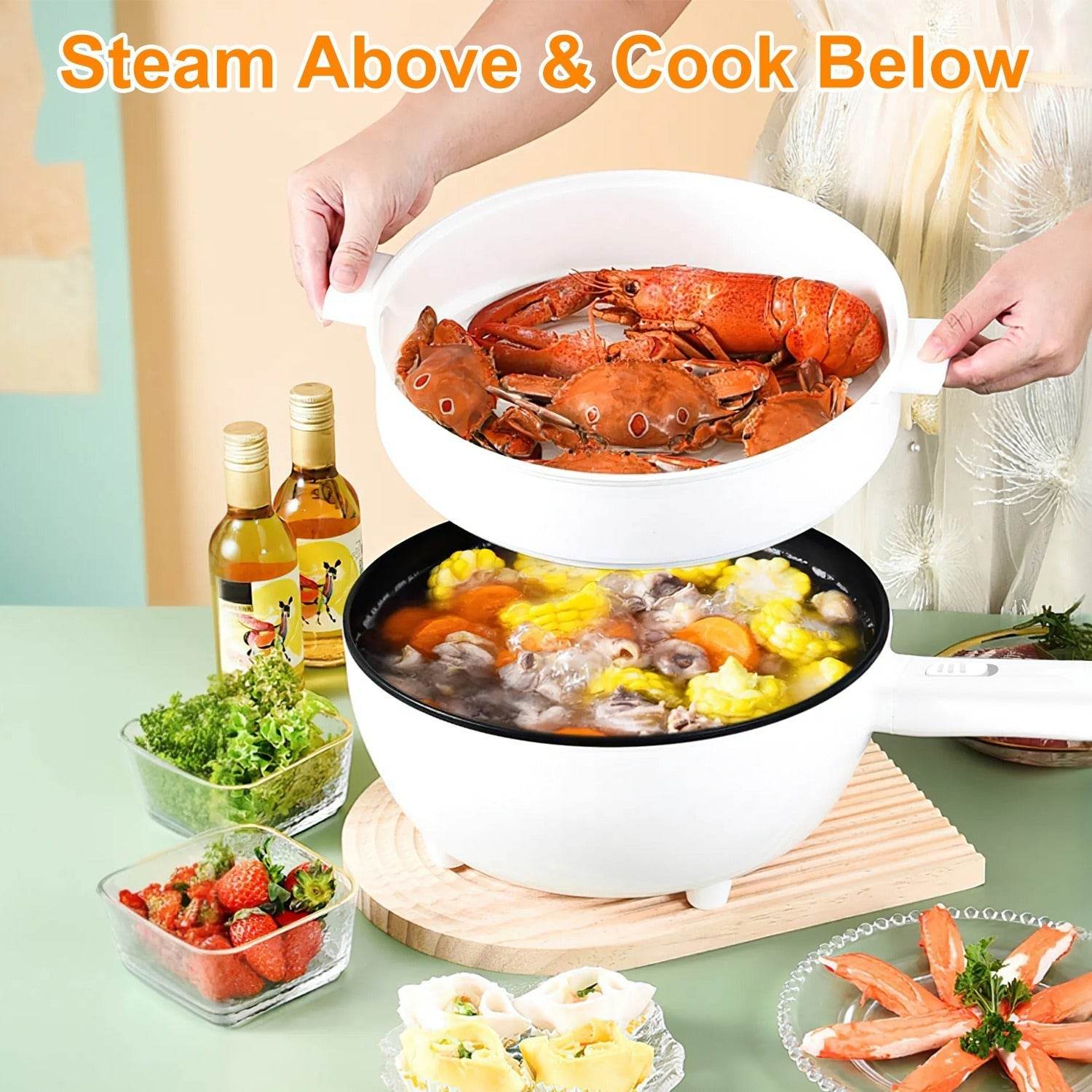 Electric Hot Pot Non-Stick Frying Pan Portable Rapid Noodles Cooker Electric Skillet