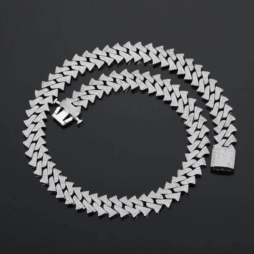 14mm Men's Hip Hop Zircon Thorns Cuban Link Chain