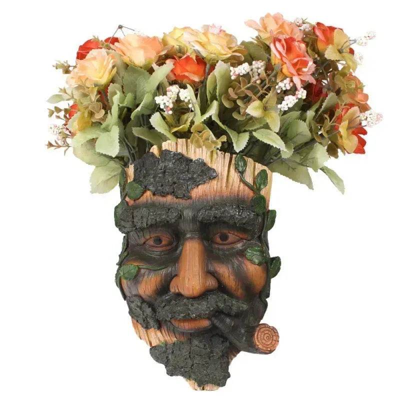Smoker Man Wooden Resin Craft Ornaments Wall Decor
