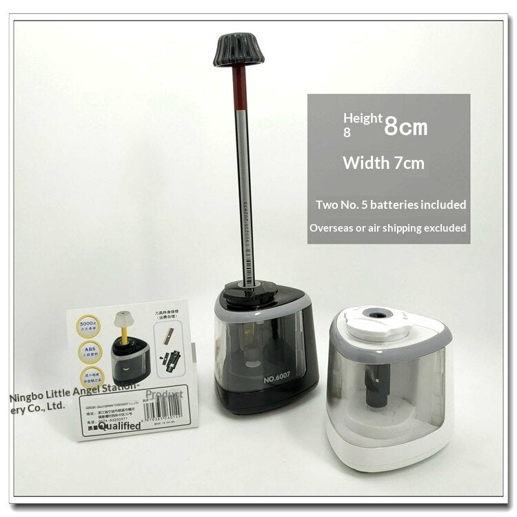 Electric Pencil Sharpener for Kids – Alloy Blade, Portable, Black & White