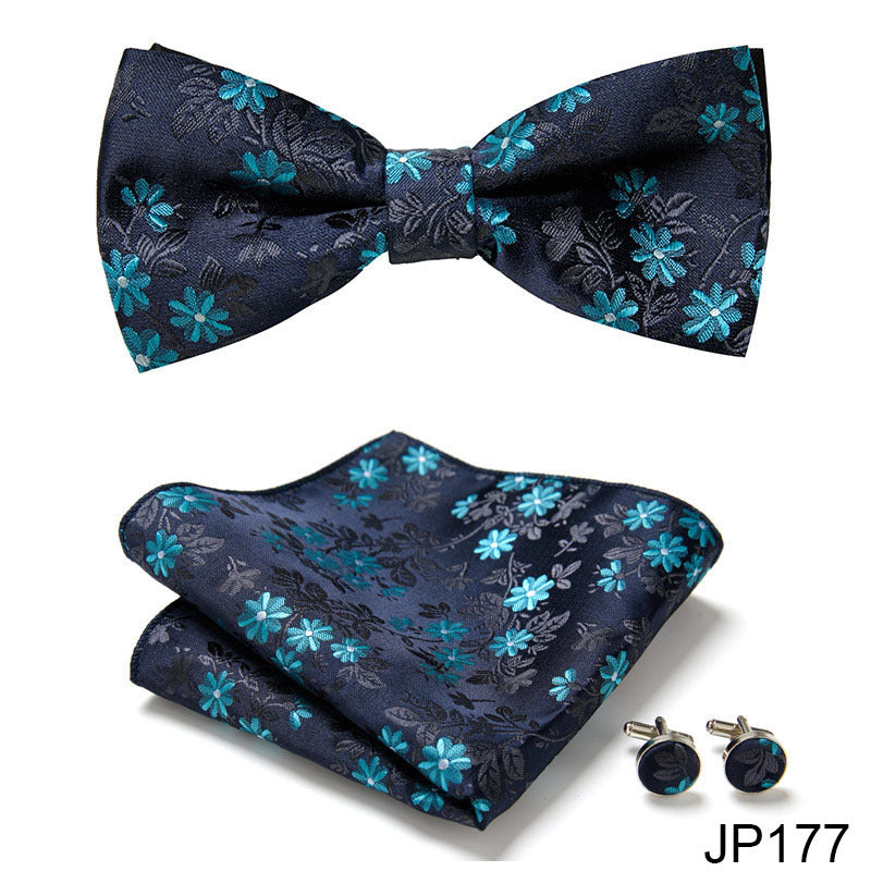 Men's Jacquard Bow Tie Set – Bow Tie, Pocket Square & Cufflinks | 36 Colors | Canada & USA