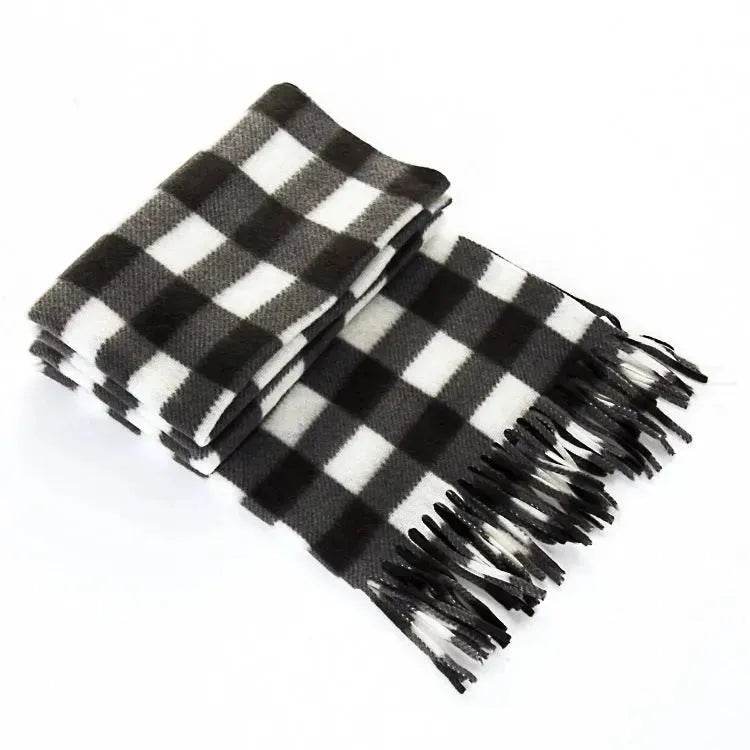 Handmade Autumn And Winter Velvet Fleece Plaid Scarf