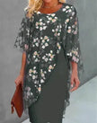 Printed  Floral Chiffon Fashion Straight Cut Modest  Dress