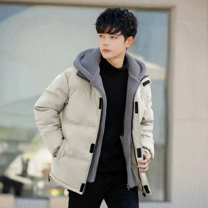 Polar Fleece Hooded  Winter Rain Puffer Jacket for Men