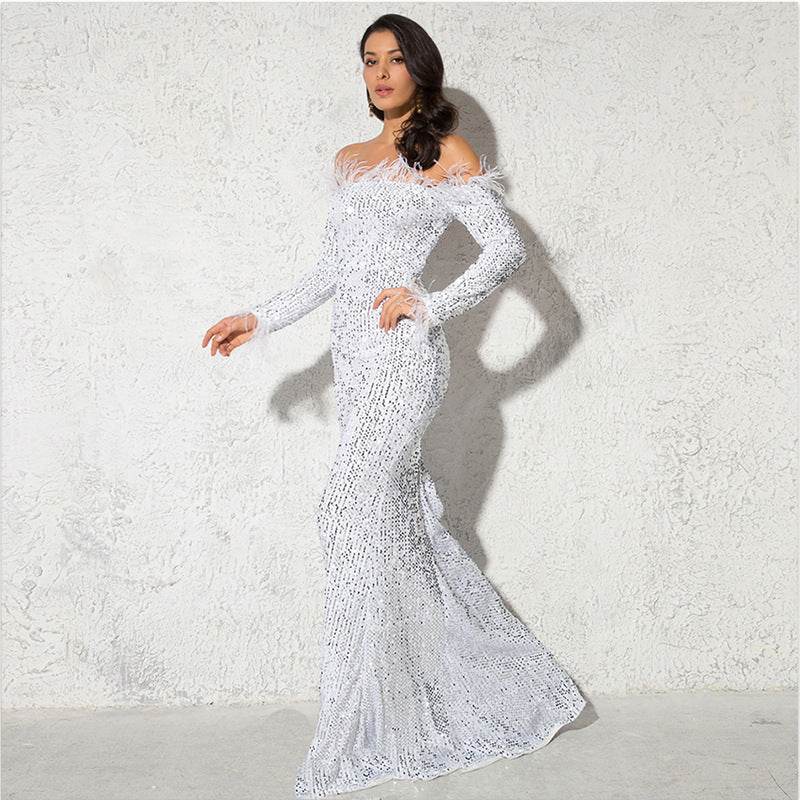 Off shoulder sequins Mermaid Formal Party dress