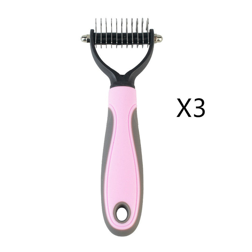 Pet Dematting Comb – Stainless Steel Knot Remover for Dogs & Cats | Pink & Blue