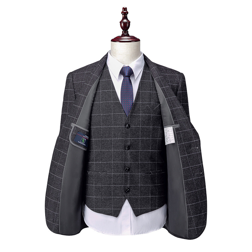 Men's Korean Slim Fit Business Suit – Dark Grey, S–4XL