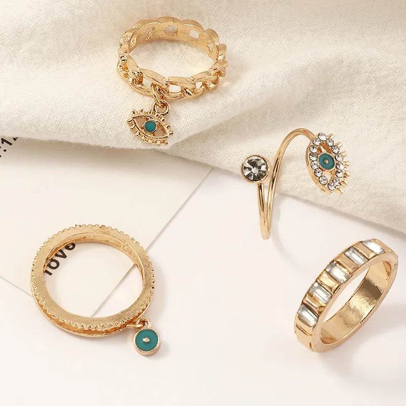 Personalized Punk Wind Demon Eye Diamond Drop Oil Ring for women