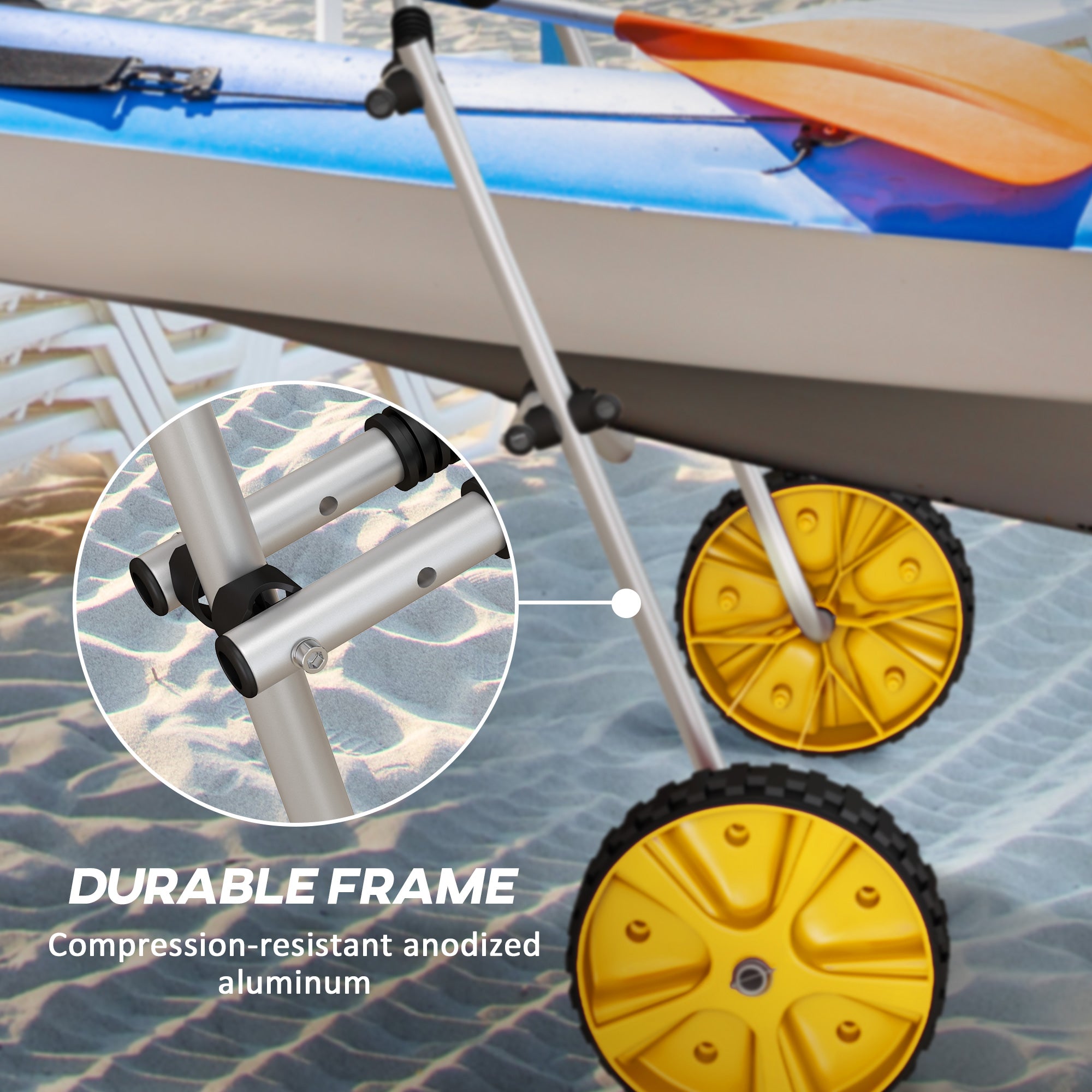 Soozier Alumnium Kayak Cart Dolly, Kayak Wheels with Adjustable Height and Width, for Kayaks, Canoes, Paddleboards