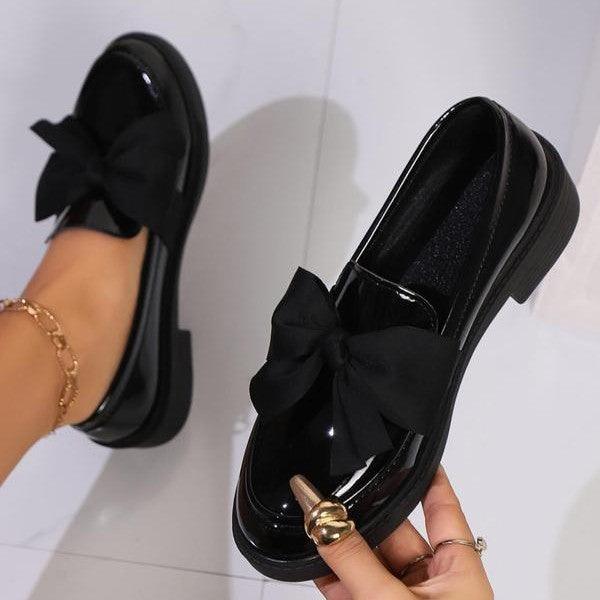 Women's Bow-Knot Chunky Heel Loafers for Office and Everyday Wear