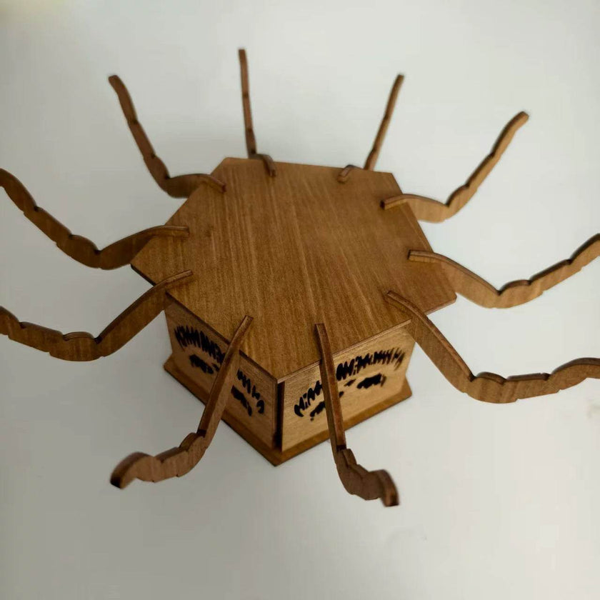 Cross-border New Ghost Halloween Spider Mini Lantern Candlestick Decorations Interesting Ornaments Wooden Craftwork