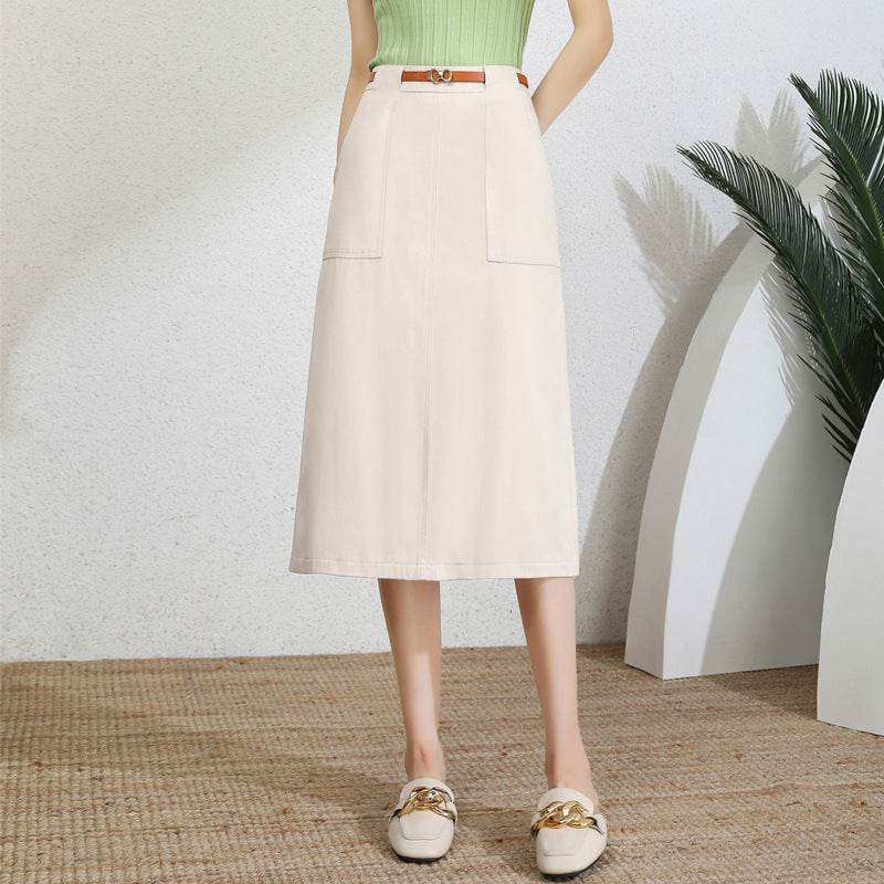 A- Line Temperament Women's Professional Formal Office Work Back Slit Midi business Skirt