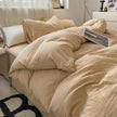 Solid Colour Sanding Washed Cotton 4-Piece Duvet Cover Bed Set