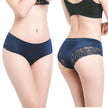 Women's Ice Silk Lace Briefs 3-Pack Seamless Mid-Waist Floral Underwear