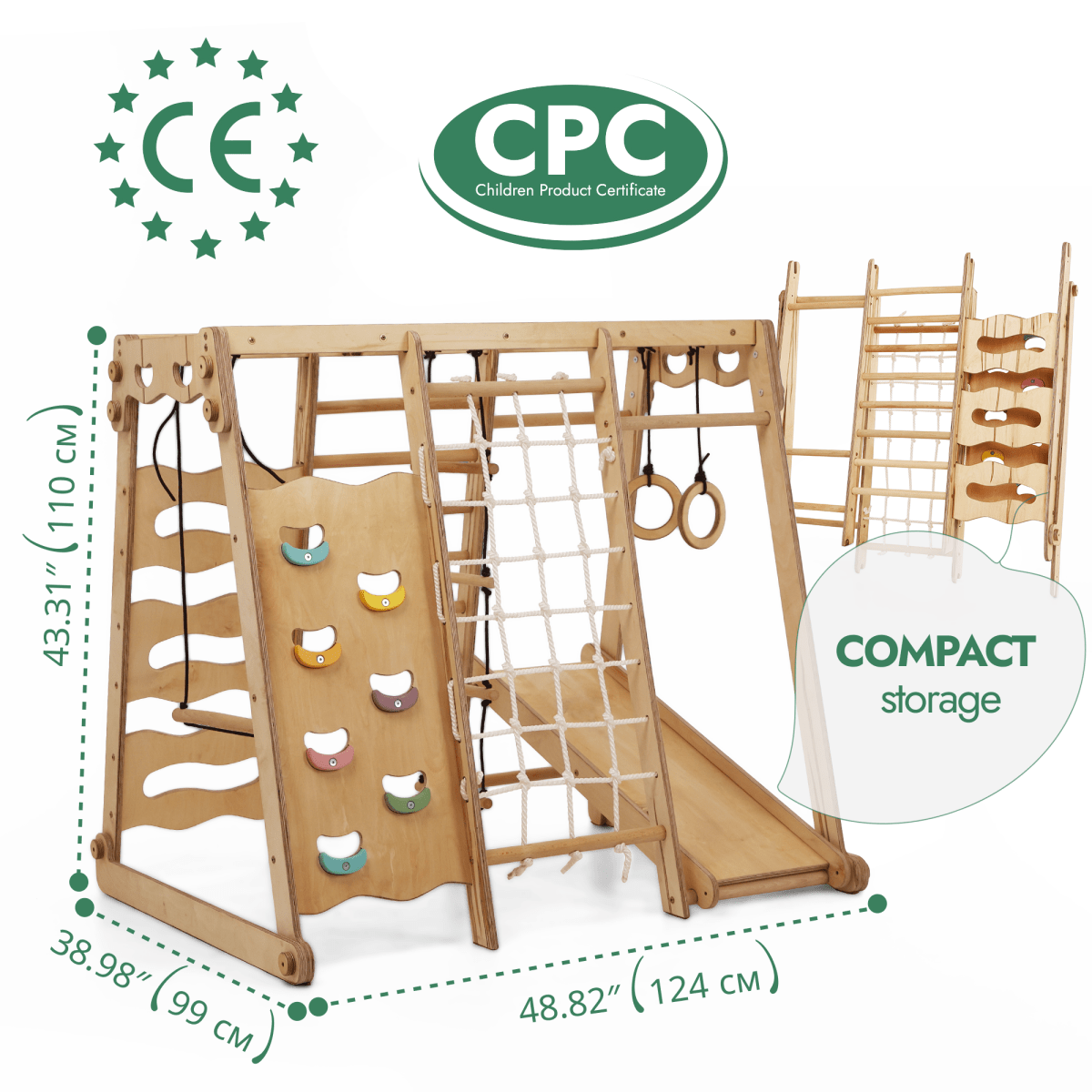 Parc d'aventure intérieur 6-en-1 pour tout-petits : aire de jeux + balançoire + toboggan + corde + escalier
