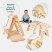Ensemble d'escalade Montessori 6-en-1 : Échelle triangulaire + arche/balançoire + toboggan/rampe + filet + coussin + ajout artistique