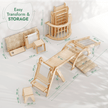 Ensemble d'escalade Montessori 6-en-1 : Échelle triangulaire + arche/balançoire + toboggan/rampe + filet + coussin + ajout artistique