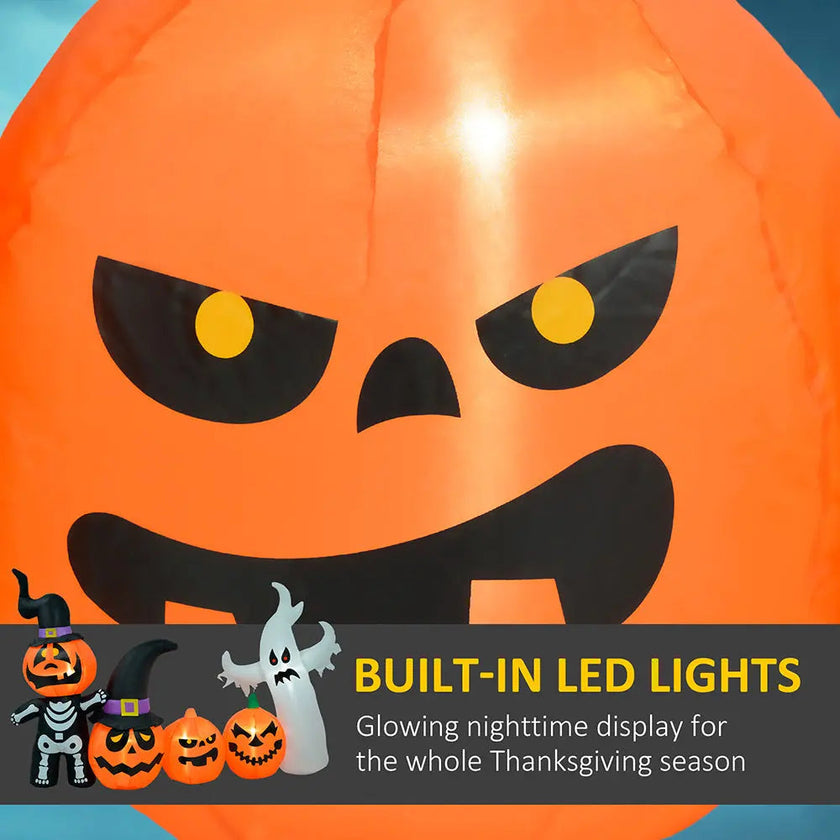7.5ft Inflatable Halloween Pumpkin Ghost Family, Blow Up LED Display For Garden Indoor Outdoor