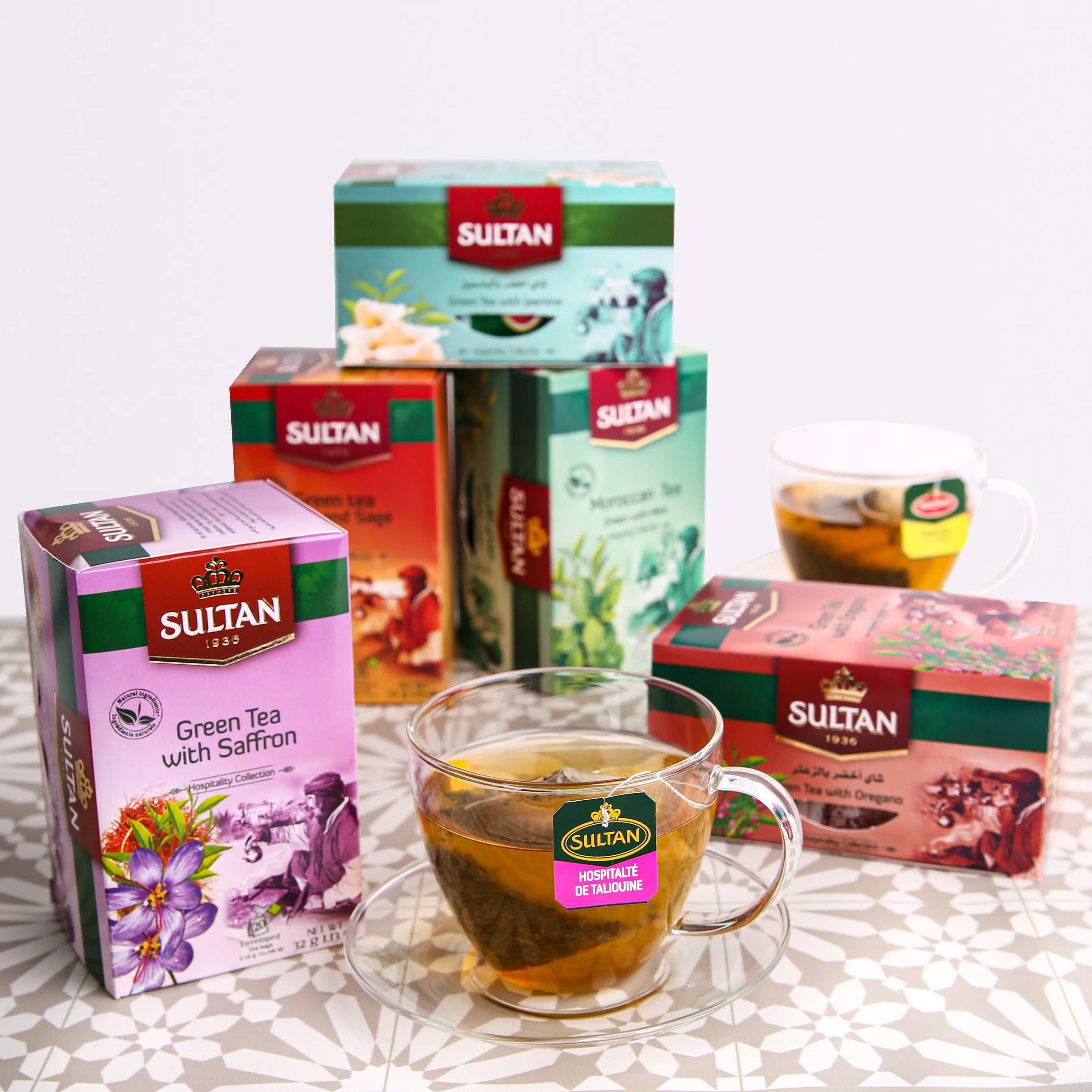 SULTAN Tisane Green tea with Saffron-5 Pack (20 Bag Each)
