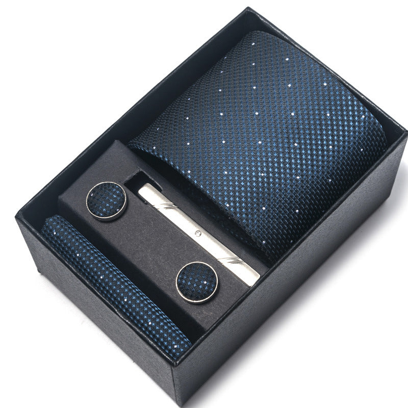 Men's Jacquard Woven Formal Tie Set – Rayon Arrow Necktie with Handkerchief, Tie Clip & Cufflinks | Canada & USA