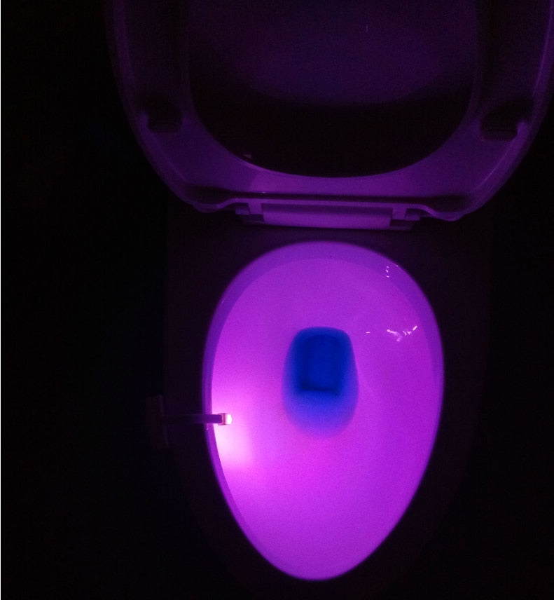 Motion-Sensor Toilet Night Light – 8 & 16 Colour LED, Battery Powered