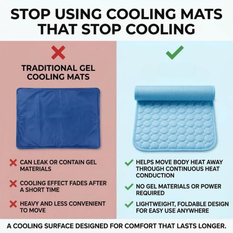 Pet Ice Silk Cooling Mat for Dogs & Cats – Breathable, Anti-Slip Summer Pad