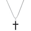 Men's Stainless Steel Silver and Black Cross Pendant Necklace