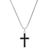 Men's Stainless Steel Silver and Black Cross Pendant Necklace