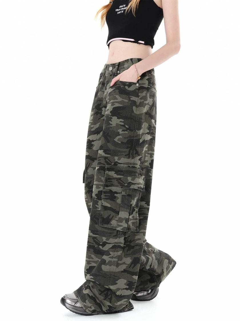 Camouflage Multi Pocket Workwear Baggy Jeans Pant For Men And Women Lazy High Street Straight Tube