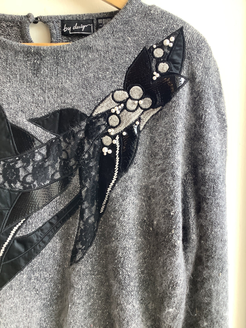 Vintage By Design Embellished Angora Silk Sweater
