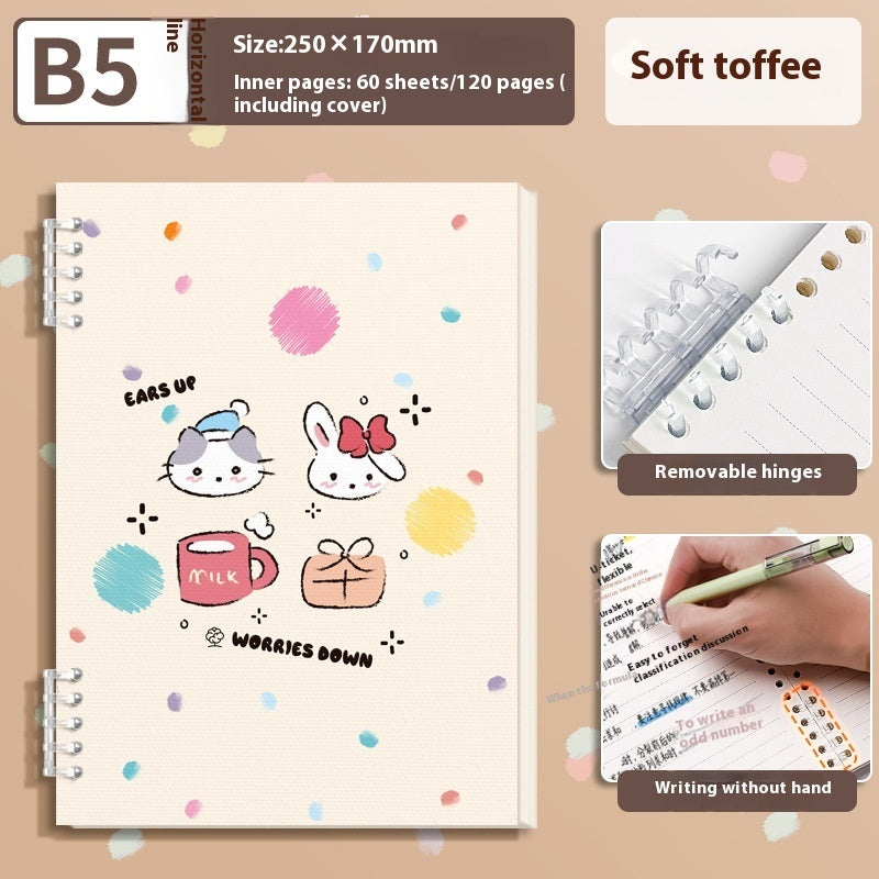 A5 Cute Loose-Leaf Notebook – Detachable Coil, Kawaii Cover Designs