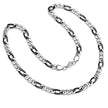 Men’s Two-Tone Stainless Steel & Black IP Figaro Chain Necklace for Bikers