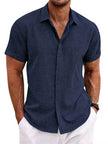 Men's Solid Color Loose Linen Short-sleeved shirt