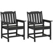 2 Piece All-Weather Patio Chairs, HDPE Patio Dining Chair Set, Heavy Duty Wood-Like Outdoor Furniture, Black