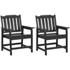 2 Piece All-Weather Patio Chairs, HDPE Patio Dining Chair Set, Heavy Duty Wood-Like Outdoor Furniture, Black