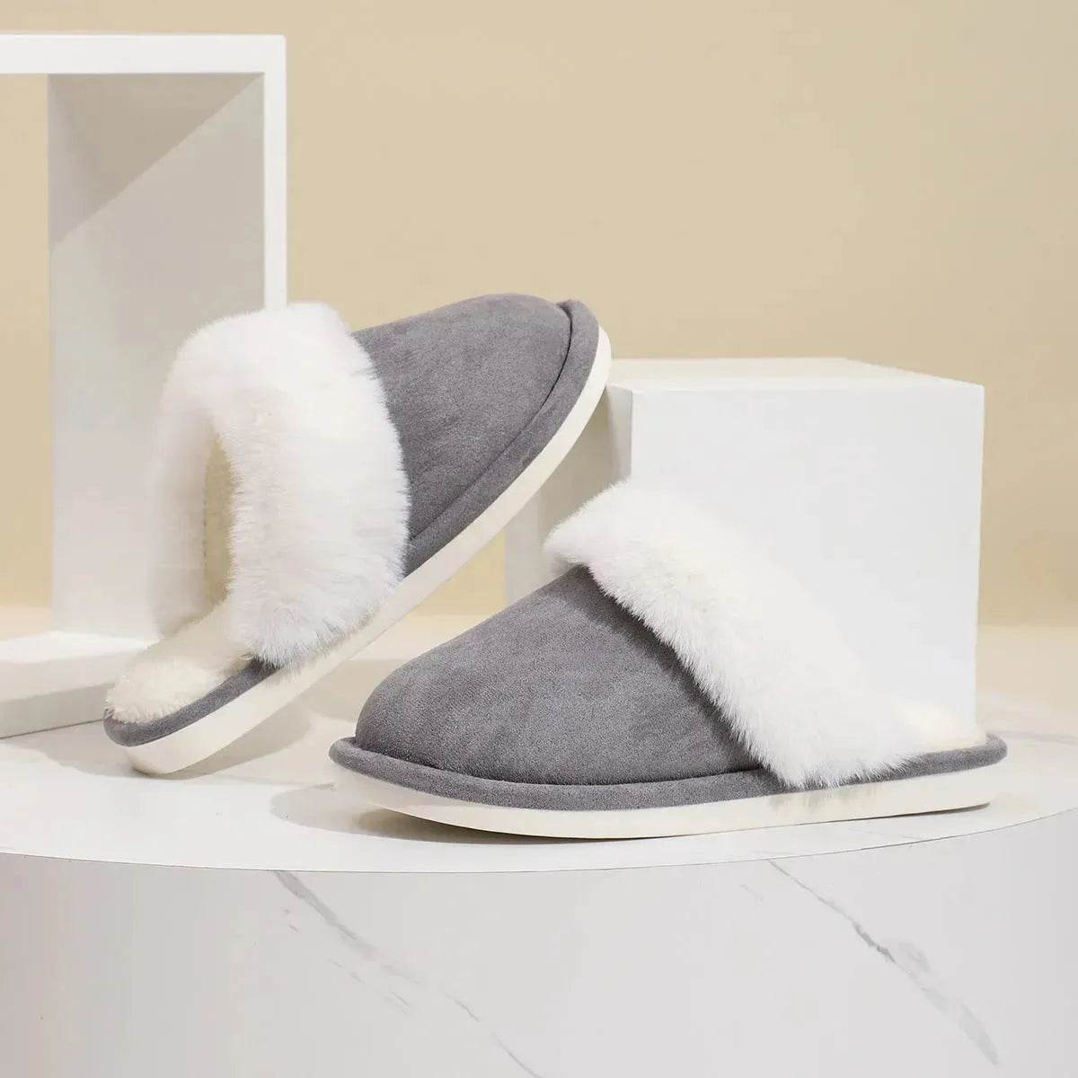 Winter Warm Plush Slippers for Women and Men, Non-Slip Fuzzy House Shoes