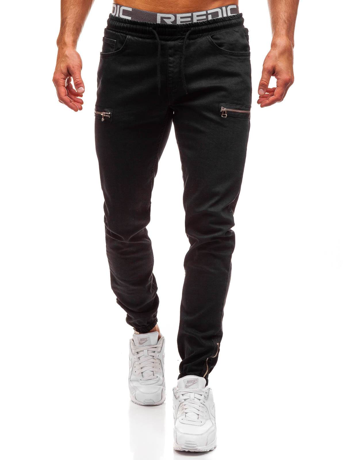 European And American Men's Denim Fabric Casual Frosted Zipper Design Jeans pant Men