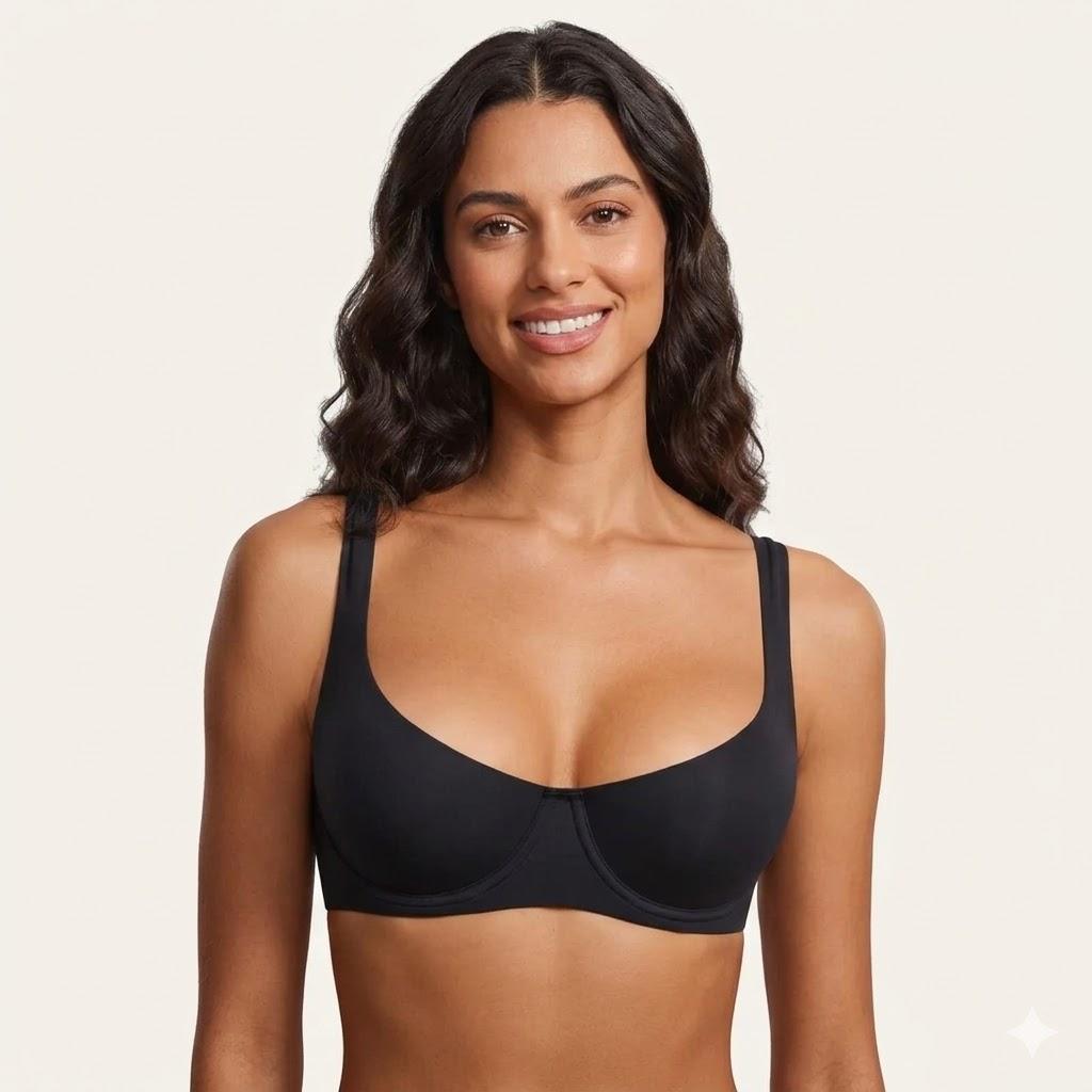 Women's Underwired Unlined Balconette Bra for Everyday and Low-Cut Tops
