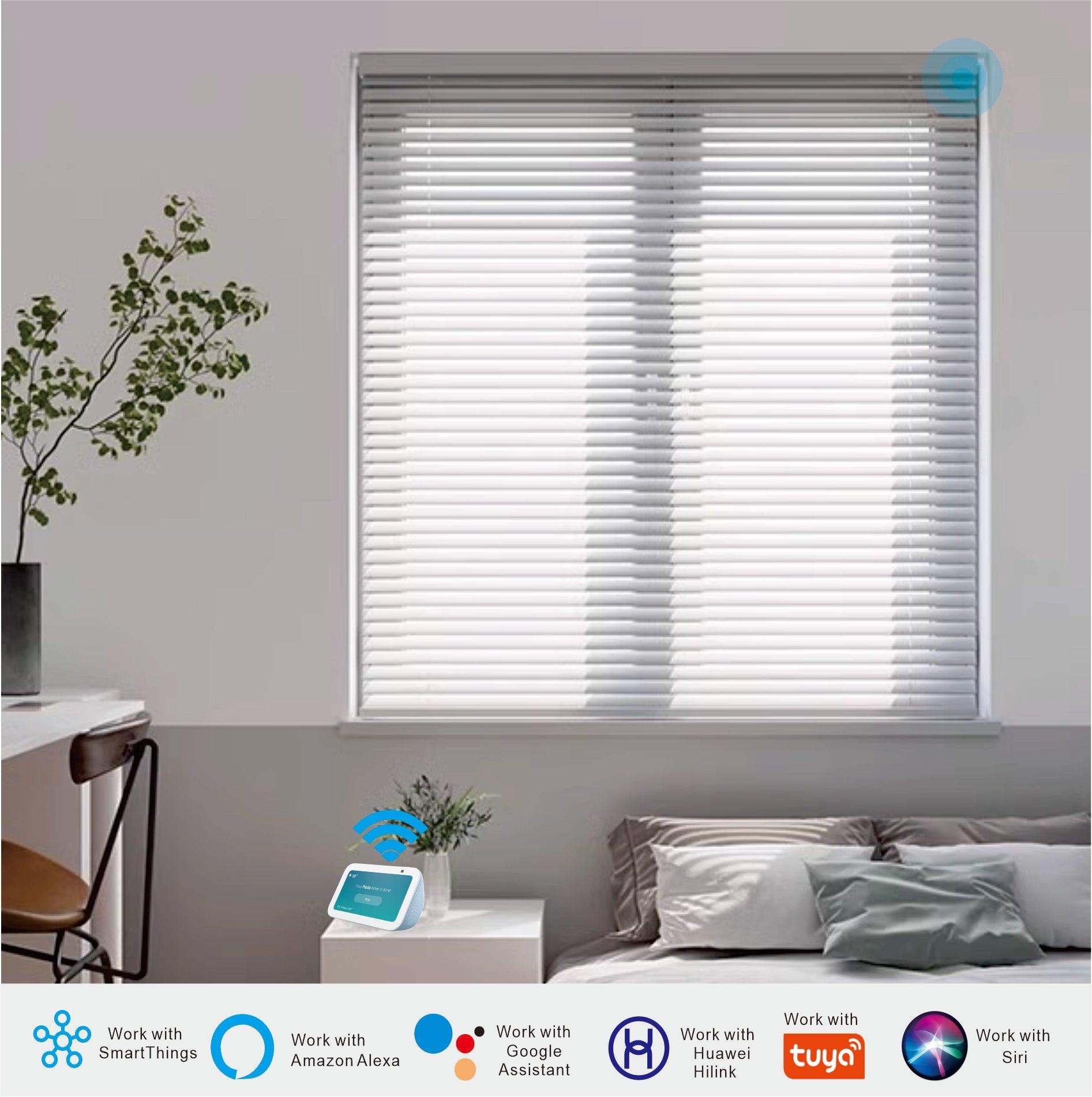 Double Layer Electric Honeycomb Curtain with Solar Charging & 15-Channel Remote, Motorized Blackout Blinds