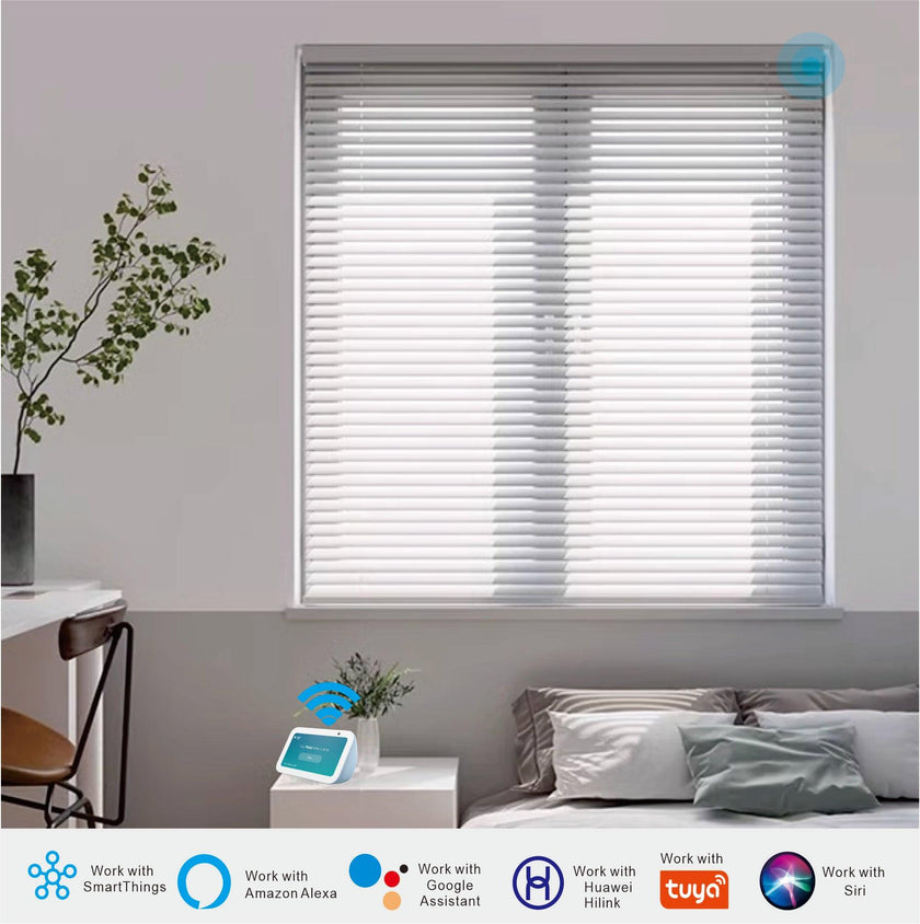 Double Layer Electric Honeycomb Curtain with Solar Charging & 15-Channel Remote, Motorized Blackout Blinds