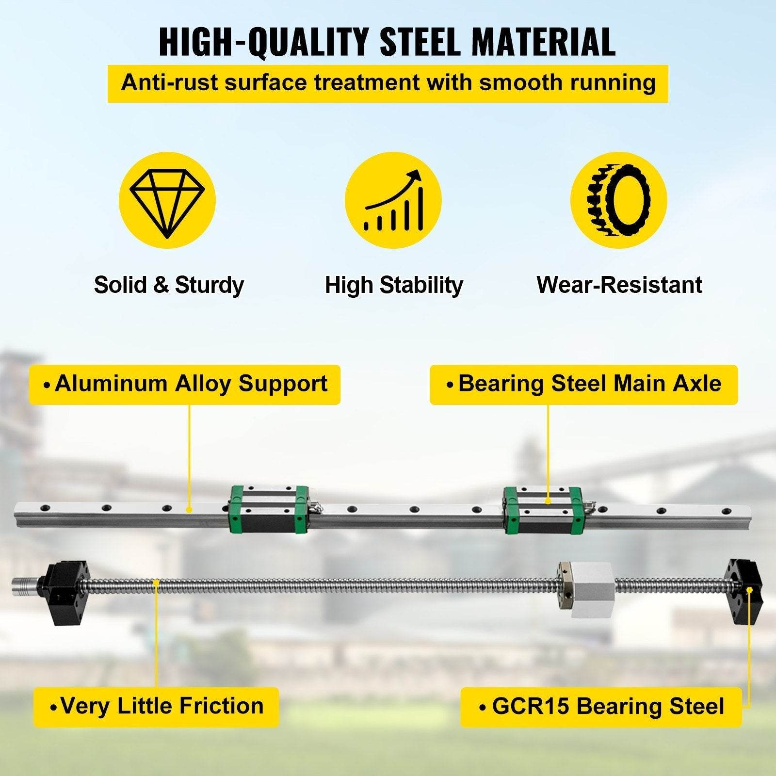 1Pcs RM1605-1000mm Ballscrew With BF12 BK12 Kit, Coupling, Slide Blocks Linear Guide Rail Set For DIY CNC Routers Lathes Mills