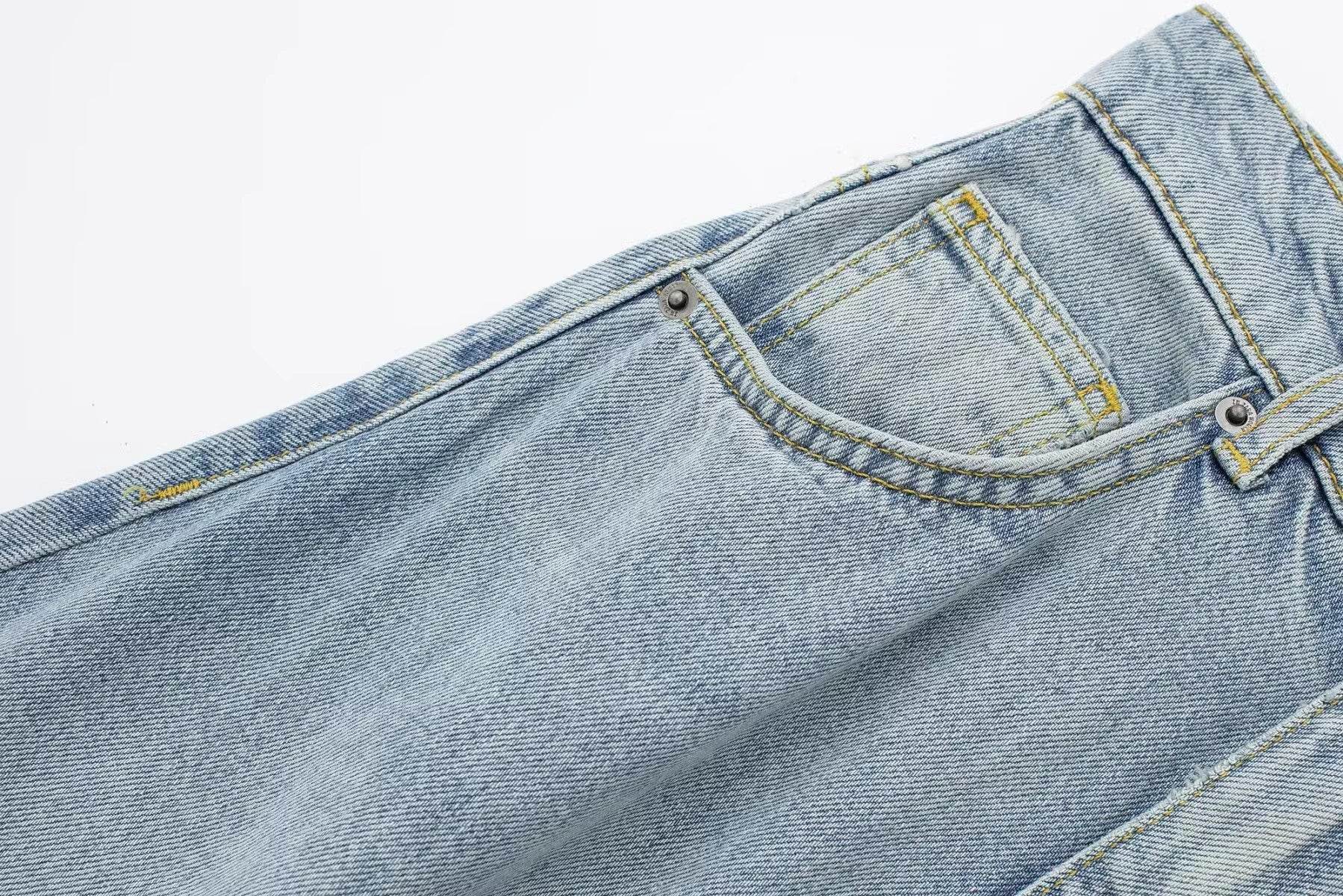 Fashionable Asymmetric High Waist Midi Denim Split Skirt