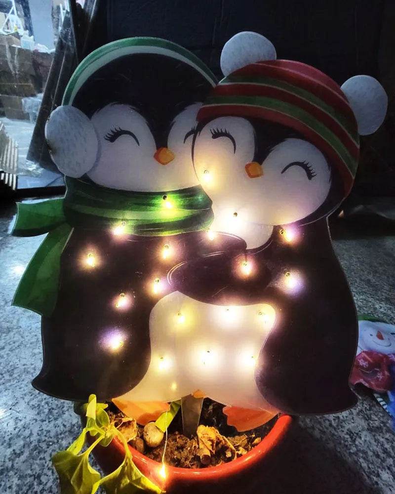 Christmas Scene Decoration With LED Lights Christmas Snowman Ornaments
