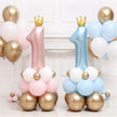 1st Birthday Balloon Column Kit – Pink & Blue Crown Number 1 Party Decoration Supplies